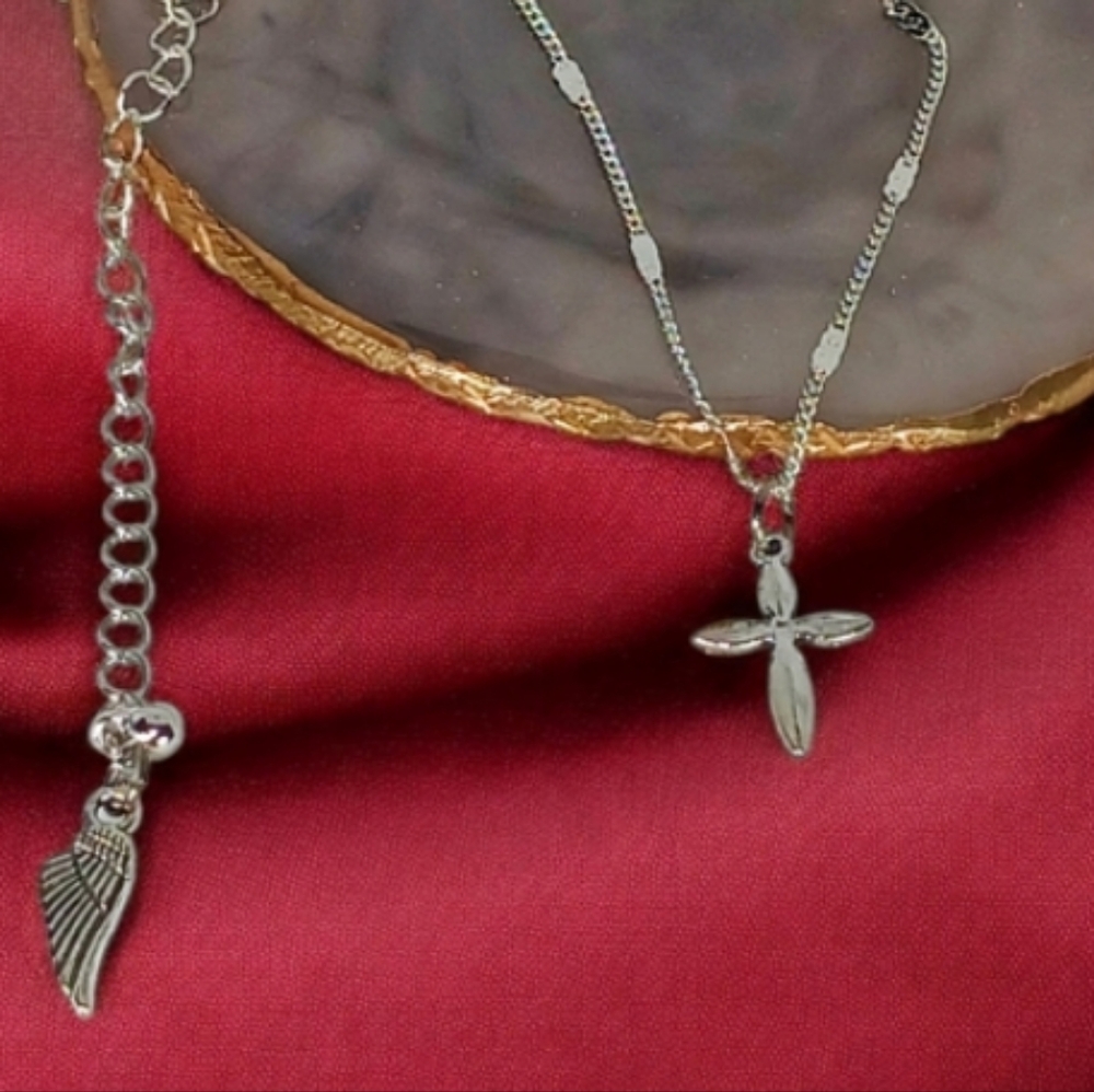 Petite Silver Cross Pendant Necklace Christian Spiritual Religious Inspirational